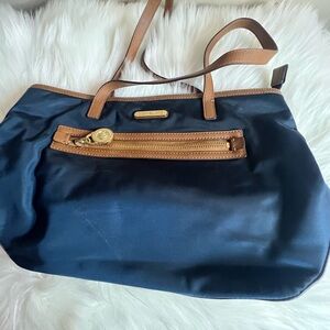 Michael Kors Navy and Tan Shoulder Bag